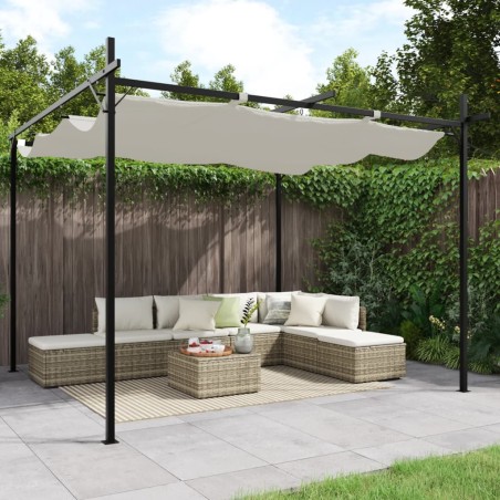 vidaXL Pérgola con cubierta retráctil color crema 295x292x230 cm