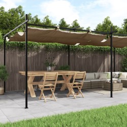 vidaXL Pérgola con cubierta retráctil gris taupe 589x292x230 cm