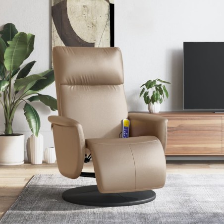 vidaXL Sillón reclinable masaje reposapiés cuero sintético capuchino