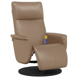 vidaXL Sillón reclinable masaje reposapiés cuero sintético capuchino