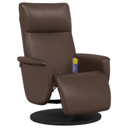 vidaXL Sillón reclinable masaje con reposapiés cuero sintético marrón