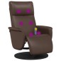 vidaXL Sillón reclinable masaje con reposapiés cuero sintético marrón vidaXL Sillón reclinable masaje con reposapiés cuero sintético marrón