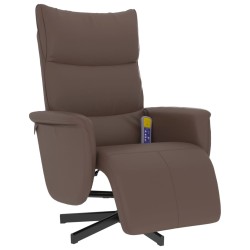 vidaXL Sillón reclinable masaje con reposapiés cuero sintético marrón