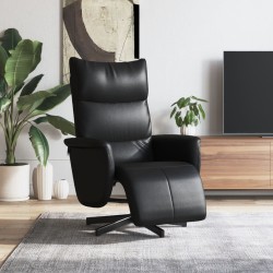 vidaXL Sillón reclinable con reposapiés cuero sintético negro