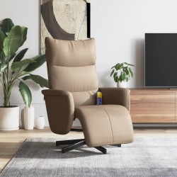vidaXL Sillón reclinable masaje reposapiés cuero sintético capuchino