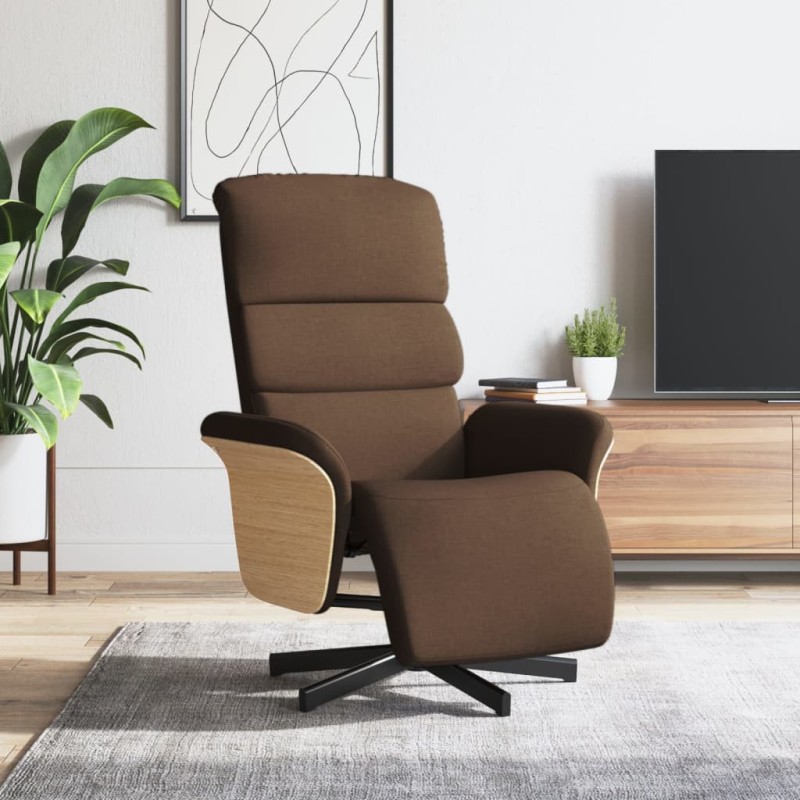 vidaXL Sillón reclinable con reposapiés tela marrón vidaXL Sillón reclinable con reposapiés tela marrón