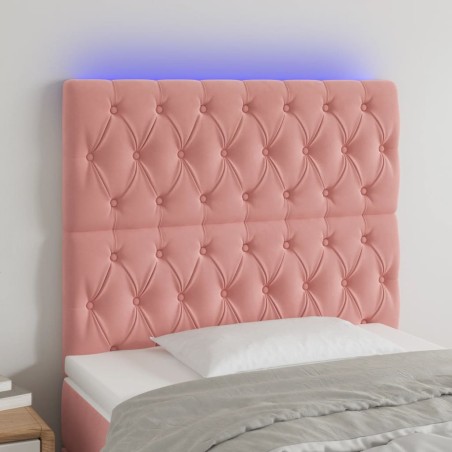 vidaXL Cabecero con luces LED terciopelo rosa 100x7x118/128 cm