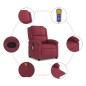 vidaXL Sillón de masaje reclinable de tela color vino tinto