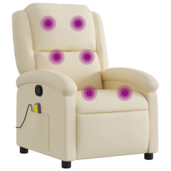 vidaXL Sillón de masaje reclinable de tela crema