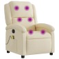 vidaXL Sillón de masaje reclinable de tela crema vidaXL Sillón de masaje reclinable de tela crema