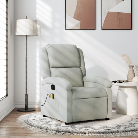 vidaXL Sillón reclinable de masaje terciopelo gris claro