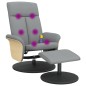 vidaXL Sillón reclinable de masaje con reposapiés tela gris claro vidaXL Sillón reclinable de masaje con reposapiés tela gris claro