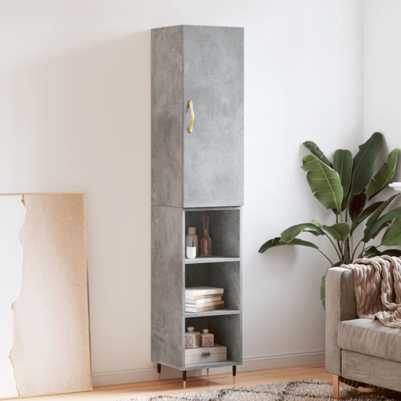 vidaXL Aparador de madera contrachapada gris hormigón 34,5x34x180 cm vidaXL Aparador de madera contrachapada gris hormigón 34,5x34x180 cm