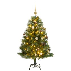 vidaXL Árbol Navidad artificial con bisagras 150 LED y bolas 120 cm