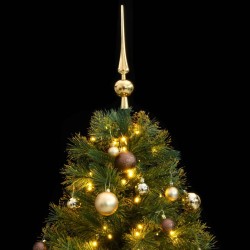 vidaXL Árbol Navidad artificial con bisagras 150 LED y bolas 120 cm