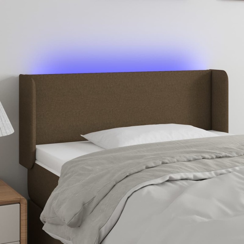 vidaXL Cabecero con LED de tela marrón oscuro 103x16x78/88 cm vidaXL Cabecero con LED de tela marrón oscuro 103x16x78/88 cm