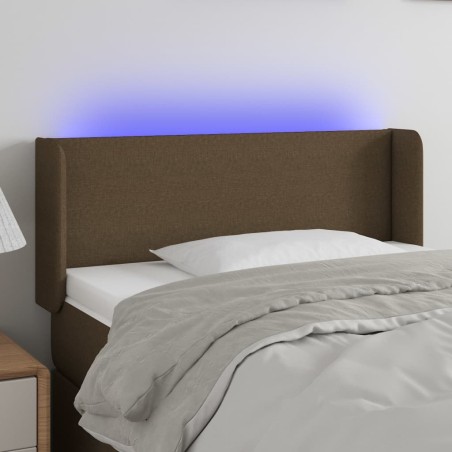 vidaXL Cabecero con LED de tela marrón oscuro 103x16x78/88 cm