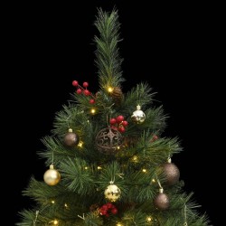 vidaXL Árbol Navidad artificial con bisagras 150 LED y bolas 120 cm