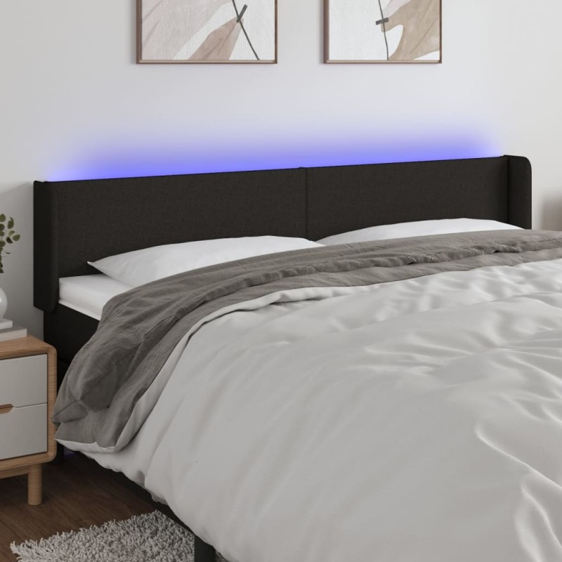 vidaXL Cabecero con LED de tela negro 203x16x78/88 cm vidaXL Cabecero con LED de tela negro 203x16x78/88 cm