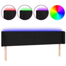 vidaXL Cabecero con LED de tela negro 203x16x78/88 cm