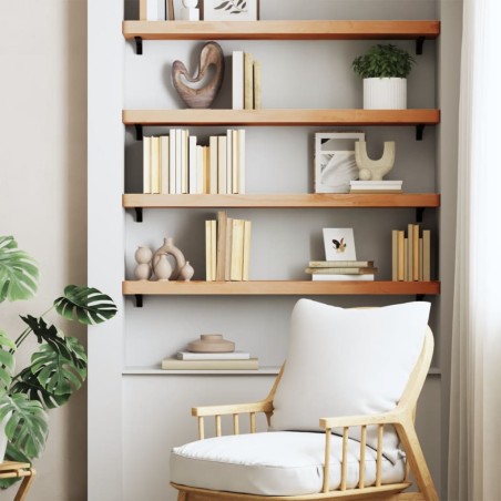 vidaXL Estante de pared madera maciza de haya 100x20x4 cm
