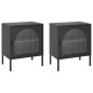 vidaXL Mesitas de noche 2 unidades vidrio y acero negro 50x35x60 cm vidaXL Mesitas de noche 2 unidades vidrio y acero negro 50x35x60 cm