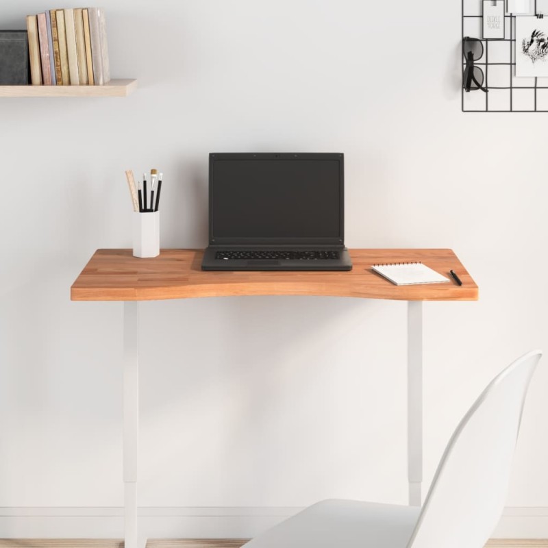 vidaXL Tablero de escritorio madera maciza de haya 80x(36-40)x2,5 cm