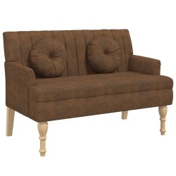 vidaXL Banco con cojines ante sintético marrón 113x64,5x75,5 cm
