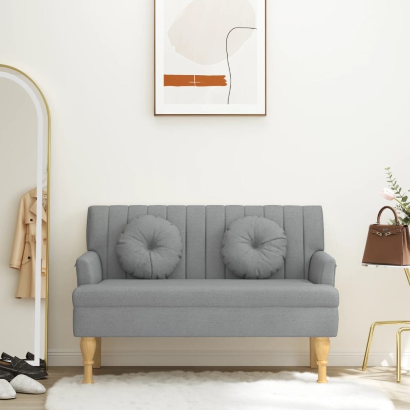 vidaXL Banco con cojines tela gris claro 113x64,5x75,5 cm vidaXL Banco con cojines tela gris claro 113x64,5x75,5 cm