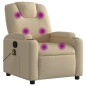 vidaXL Sillón de masaje reclinable de tela crema vidaXL Sillón de masaje reclinable de tela crema