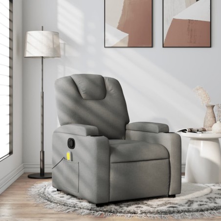 vidaXL Sillón de masaje reclinable de tela gris oscuro