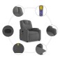 vidaXL Sillón de masaje reclinable de tela gris oscuro