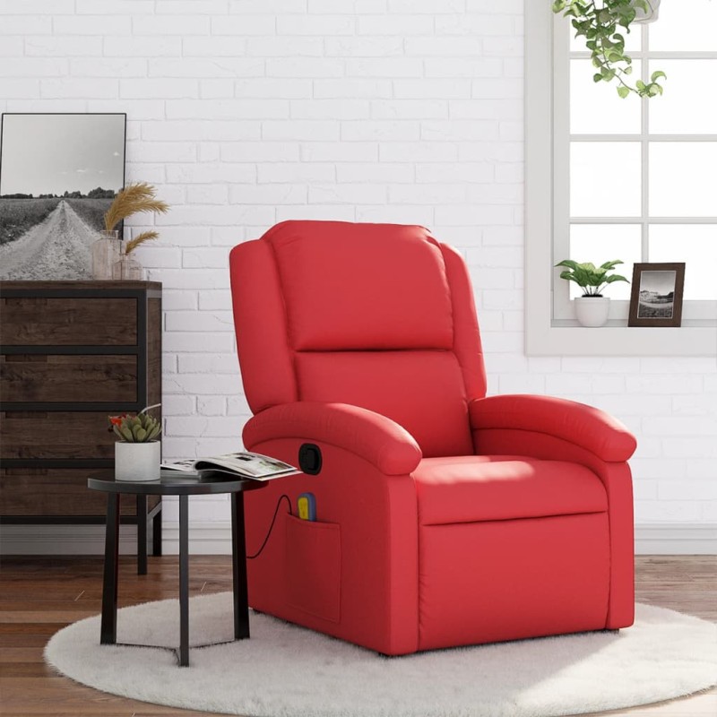 vidaXL Sillón de masaje reclinable cuero sintético rojo vidaXL Sillón de masaje reclinable cuero sintético rojo