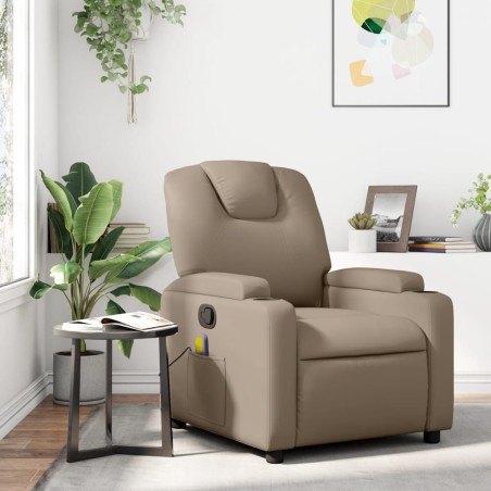 vidaXL Sillón de masaje reclinable cuero sintético color capuchino