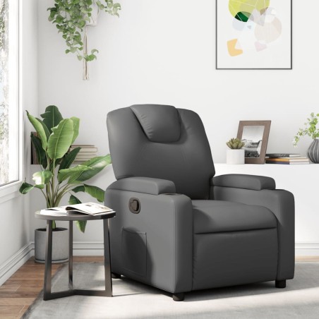 vidaXL Sillón reclinable de cuero sintético gris