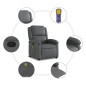 vidaXL Sillón de masaje reclinable cuero sintético gris