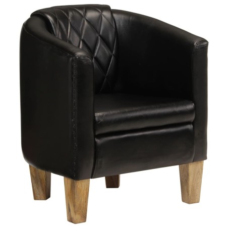 vidaXL Sillón butaca de cuero auténtico negro