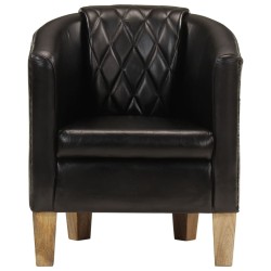 vidaXL Sillón butaca de cuero auténtico negro