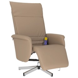 vidaXL Sillón reclinable masaje reposapiés cuero sintético capuchino