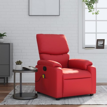 vidaXL Sillón de masaje reclinable cuero sintético rojo