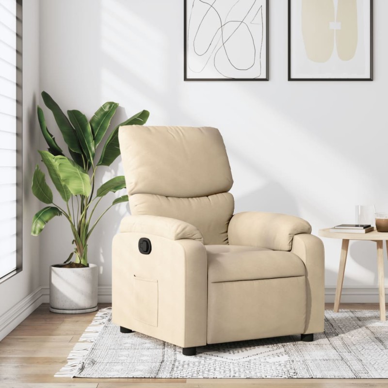 vidaXL Sillón reclinable de tela crema vidaXL Sillón reclinable de tela crema