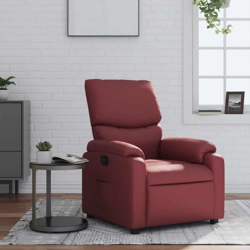 vidaXL Sillón reclinable de cuero sintético rojo tinto vidaXL Sillón reclinable de cuero sintético rojo tinto