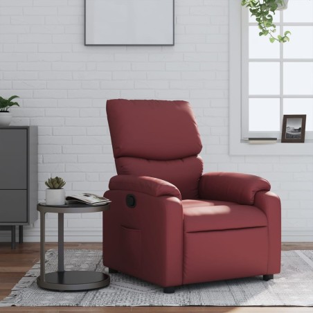vidaXL Sillón reclinable de cuero sintético rojo tinto
