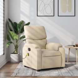 vidaXL Sillón de masaje reclinable de tela crema