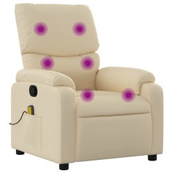 vidaXL Sillón de masaje reclinable de tela crema