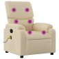 vidaXL Sillón de masaje reclinable de tela crema