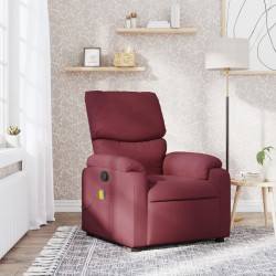 vidaXL Sillón de masaje reclinable de tela color vino tinto