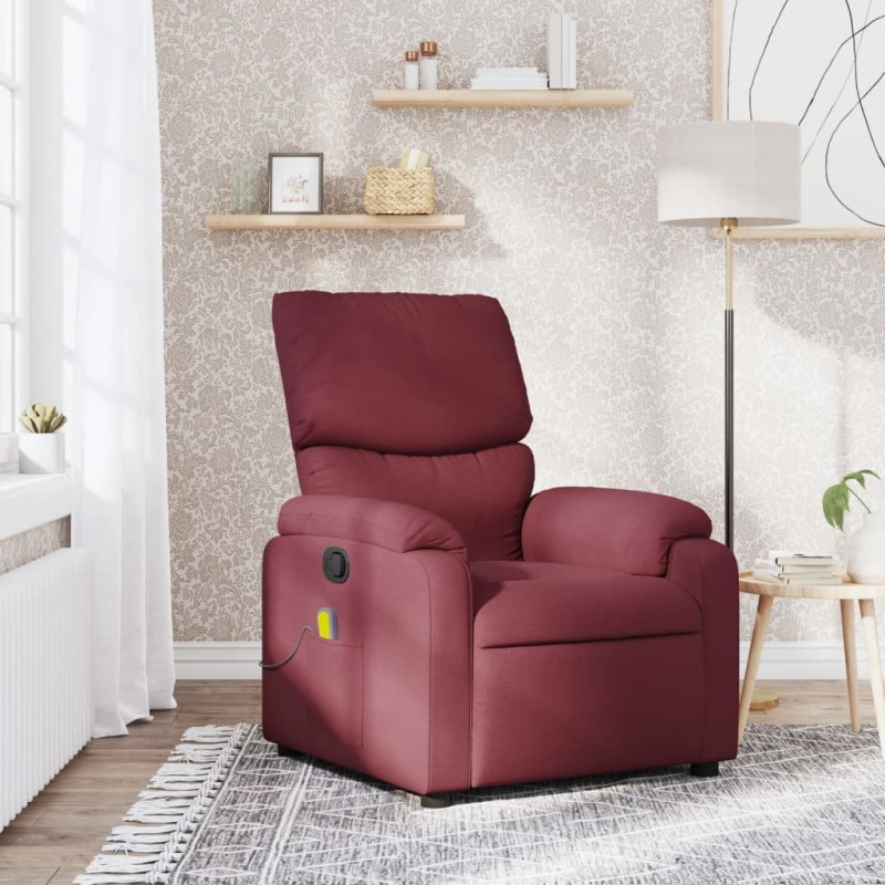 vidaXL Sillón de masaje reclinable de tela color vino tinto vidaXL Sillón de masaje reclinable de tela color vino tinto