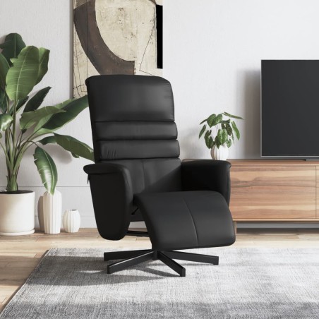 vidaXL Sillón reclinable con reposapiés cuero sintético negro