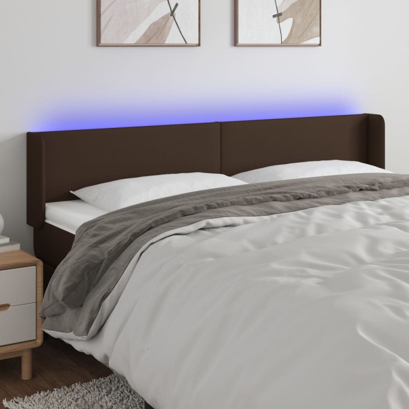 vidaXL Cabecero con LED cuero sintético marrón 163x16x78/88 cm vidaXL Cabecero con LED cuero sintético marrón 163x16x78/88 cm